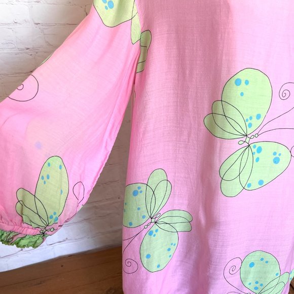 70's Cover Up - Pink with Butterflies - Size - Medium Bathing Suit Cover Up - Picture 2 of 9